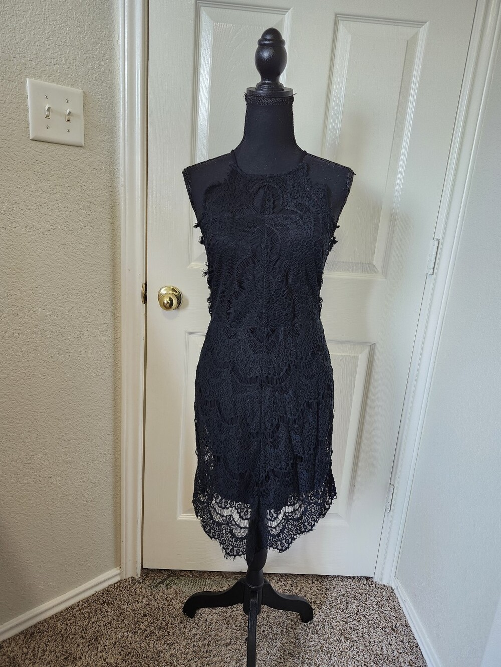 Free People Black Lace Midi Dress M